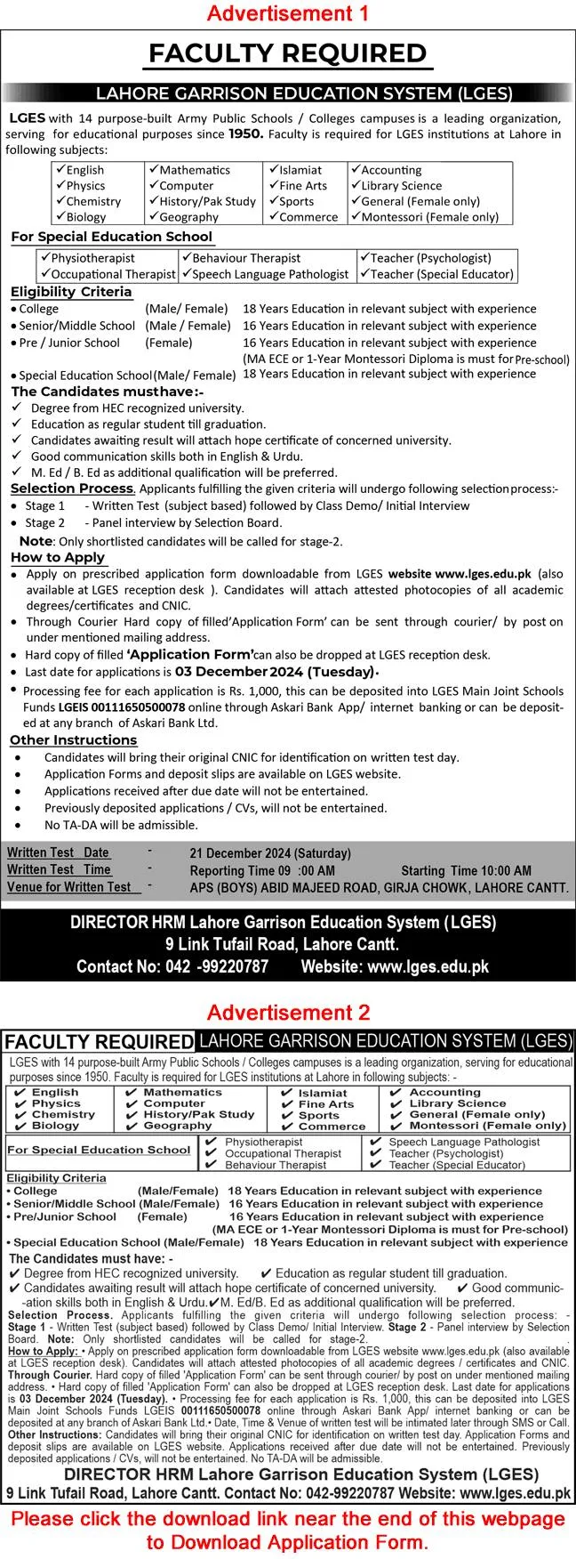 Teaching Jobs at Education System 2024 ad